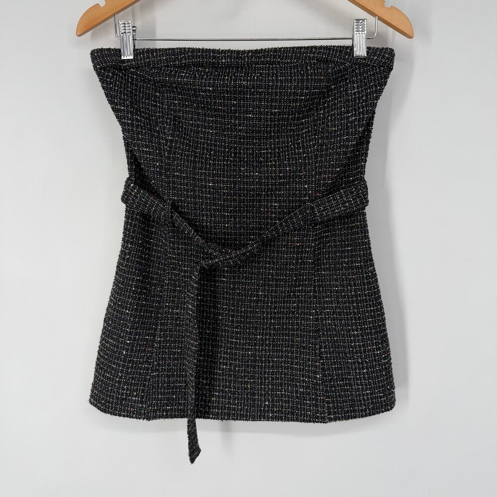 Camila Coelho x REVOLVE Tweed Vanessa Strapless Top Belted Metallic Black - Picture 4 of 12